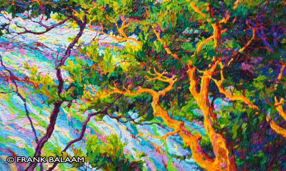Painting of trees by Frank Balaam, local Gila County Arizona artist