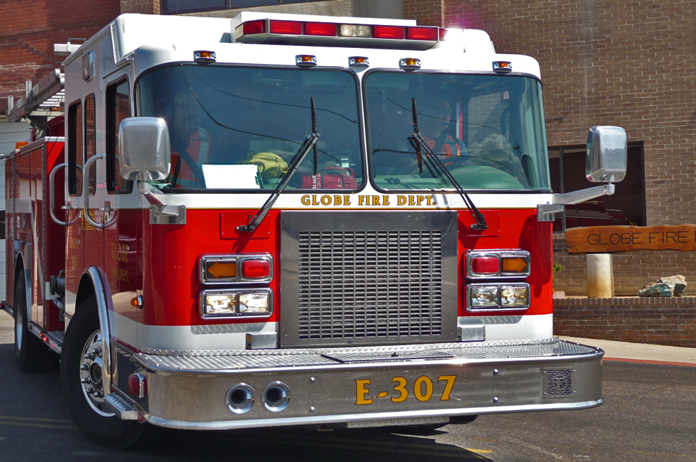 Picture of the Globe Fire Department truck, for emergencies.